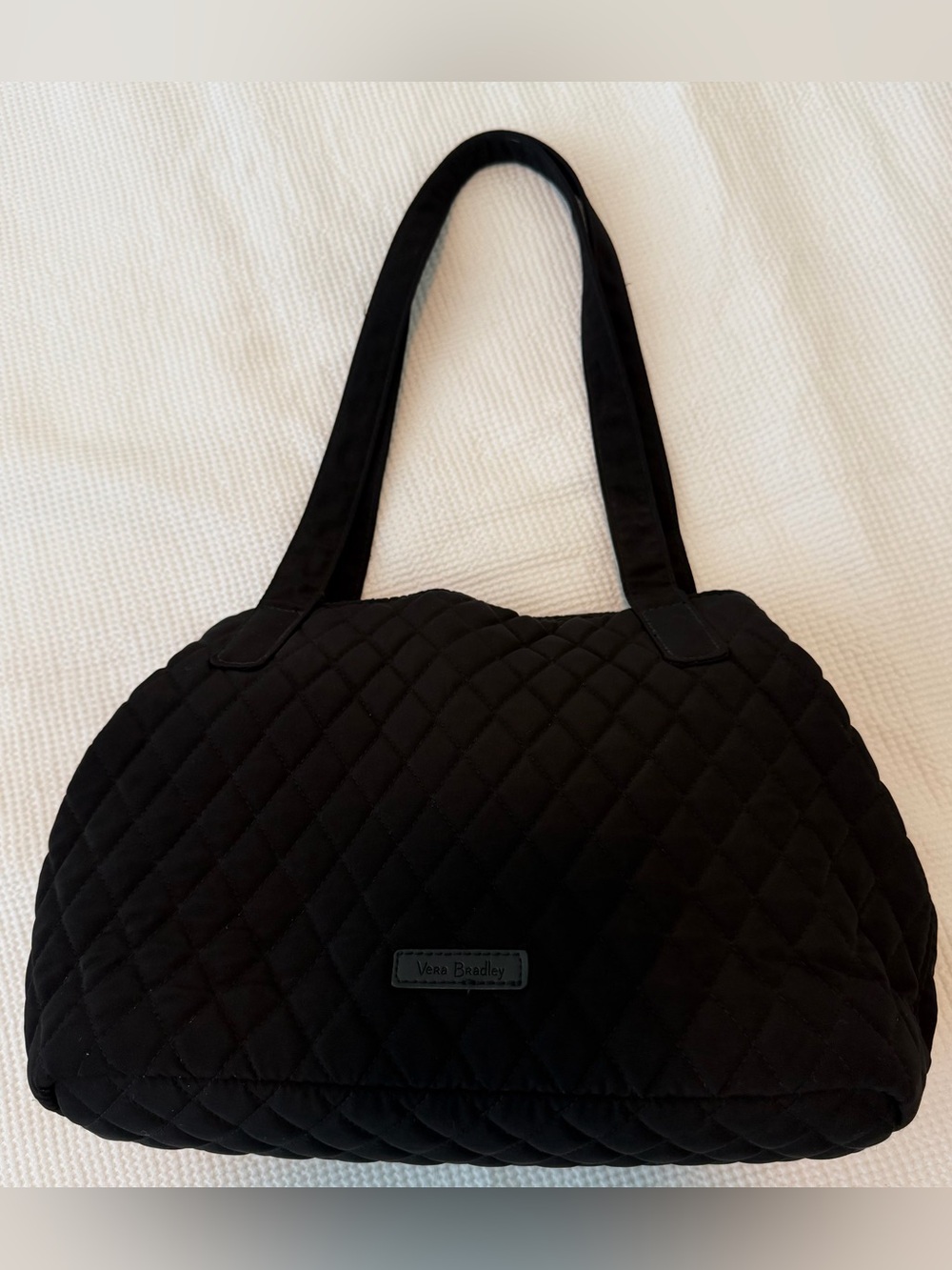 Vera Bradley Black Quilted Tote Rose Pattern Interior Bag